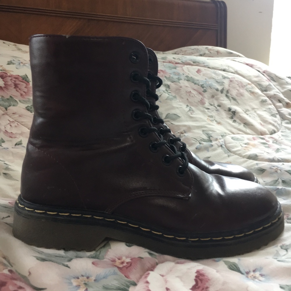 Maroon combat boots